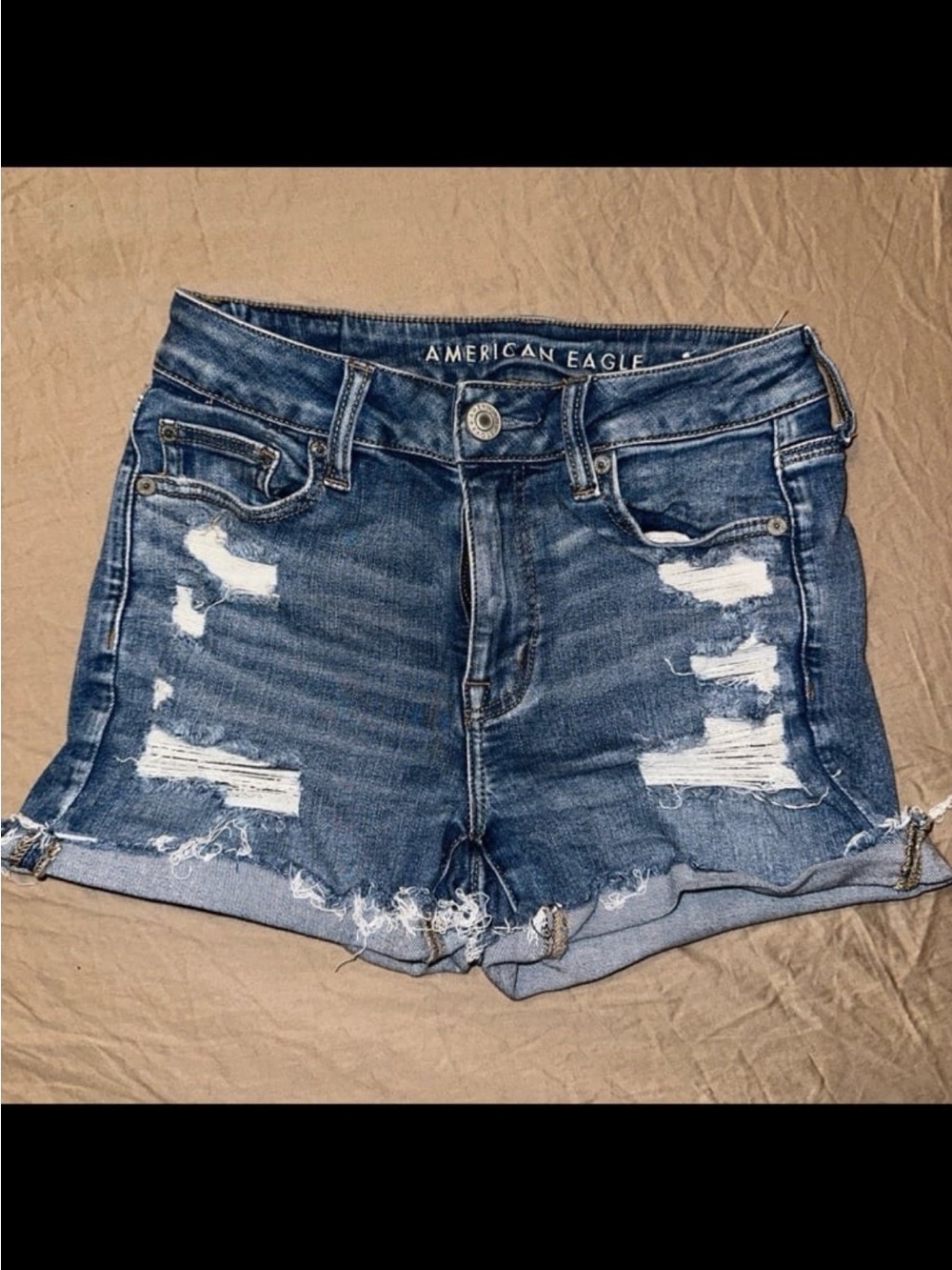 American Eagle Blue Ripped / Distressed Jean Shorts Size 4